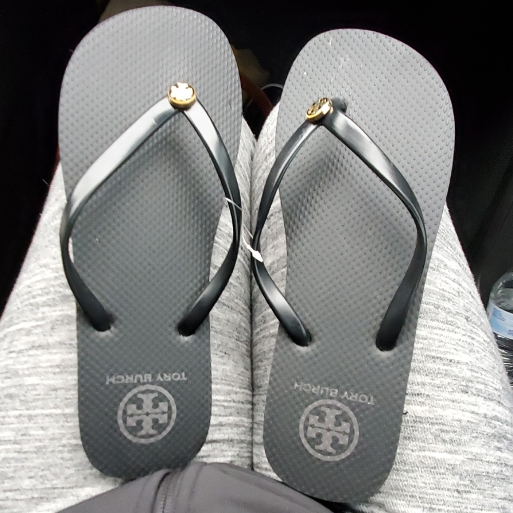 Black Tory Burch flip flops size 9